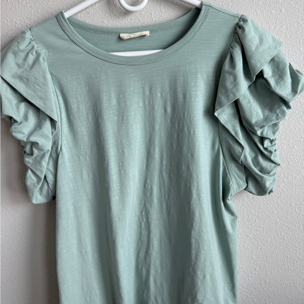 Elegant Ruffle Sleeve Top in Mint